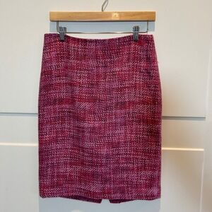 Liz Claiborne Women Size 6 Pink Tweed Pencil Skirt Wool Blend Business Winter